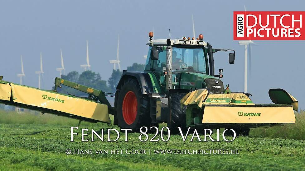 Gras maaien, Fendt 820 met nieuwe Krone EasyCut maaiers |Johan Frens|Mowing grass for silage