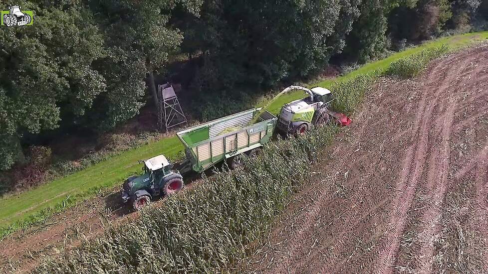Maïshakselen bij Loonbedrijf van Hal Claas Jaguar Krone TX en Fendt en Holaras Trekkerweb