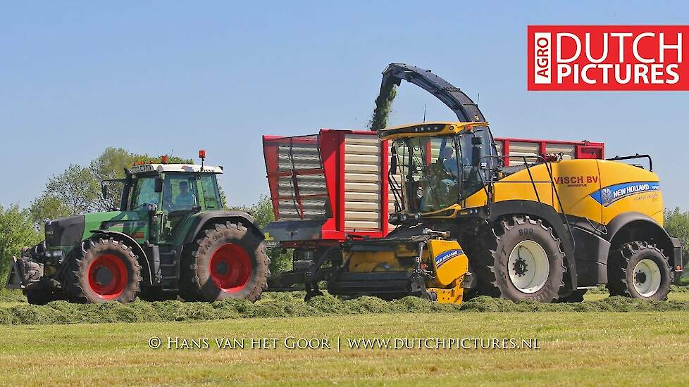New Holland FR550, Gras hakselen door loonbedrijf Visch BV - Grass - Silage - 2018 - Drone