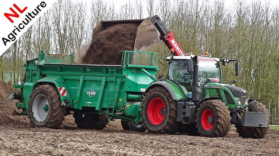 Spreading Compost 2019 - Fendt 724 Vario + Tebbe + Manitou - Compost strooien - Blankespoor - Stroe.