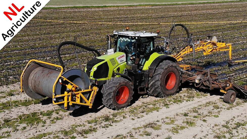 Injecting slurry 2020 ● Claas Axion 810 + Tjalma ● Sleepslang bemesten ● M. Verhoef B.V.