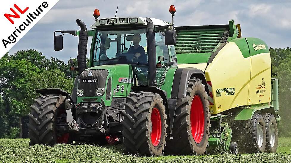 Pressing + Wrapping bales 2020 ● Fendt 716 Vario + Krone Comprima ● Balen persen ● Van den Top.