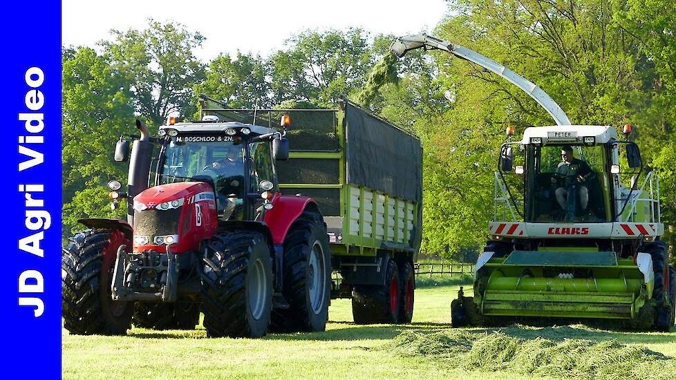 Claas + Massey Ferguson + Werklust WG18D | Gras hakselen | Grass silage | Boschloo Gorssel | 2020