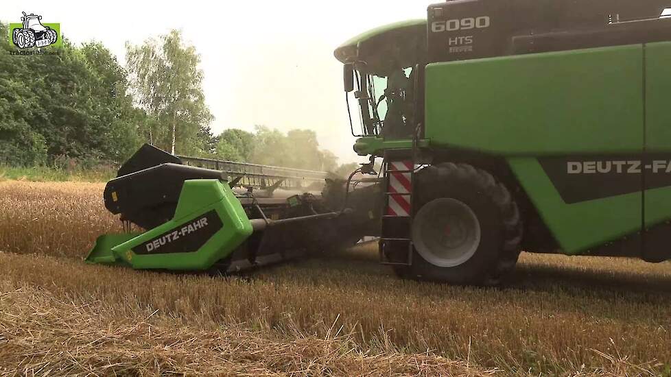 Wintertarwe dorsen met een Deutz-Fahr 6090 HTS Trekkerwebharvest,corn wheat