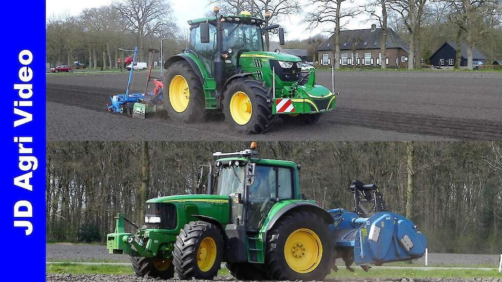 John Deere 6130R + 6820 | Spitten + Bieten zaaien | Spading + Sowing | Rüben säen | Versteeg Uddel