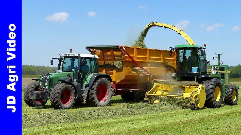 John Deere 6850 + Fendt + Volvo L60F | Gras hakselen | Grass silage | P van den Hardenberg Elspeet