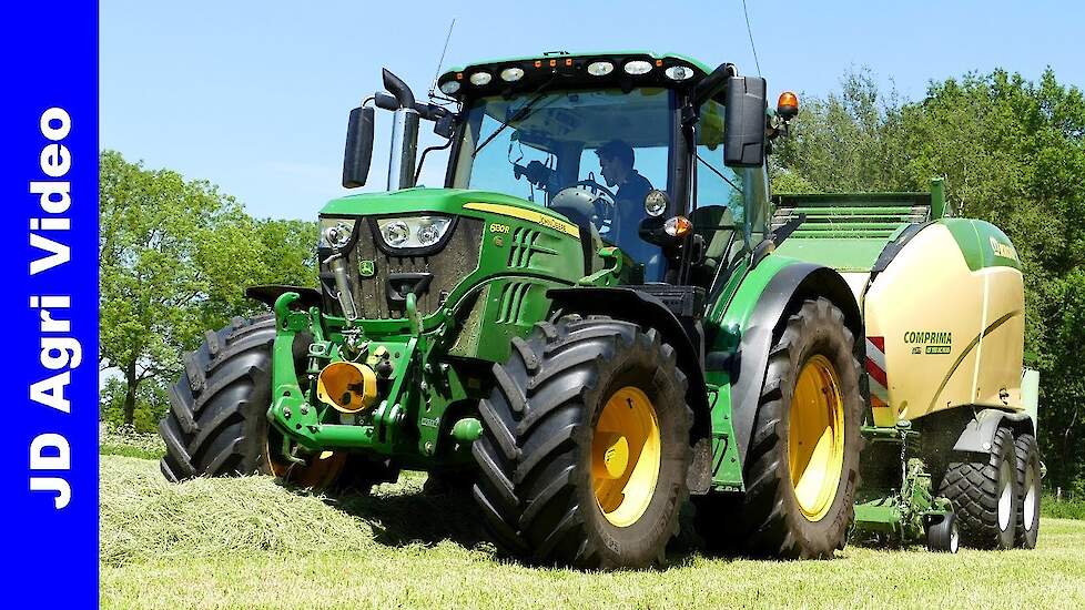 John Deere 6130R + Krone Comprima | Balen persen + wikkelen | Pressing bales | Gebr. Pater De Valk