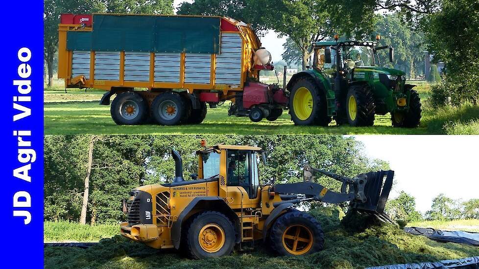 John Deere 6175R + 6155R | Volvo L60F | Gras inkuilen | Grass silage |  Reinders-van Rijswick Beesel