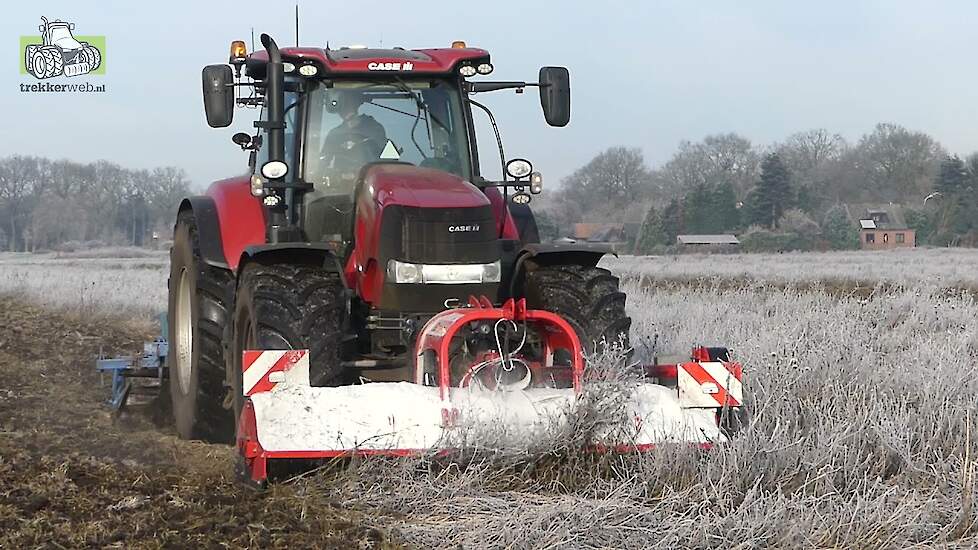 Tagetes klepelen Case-IH Puma 185 -Tehnos profi MU 300 LW -  Lemken Smaragd 9