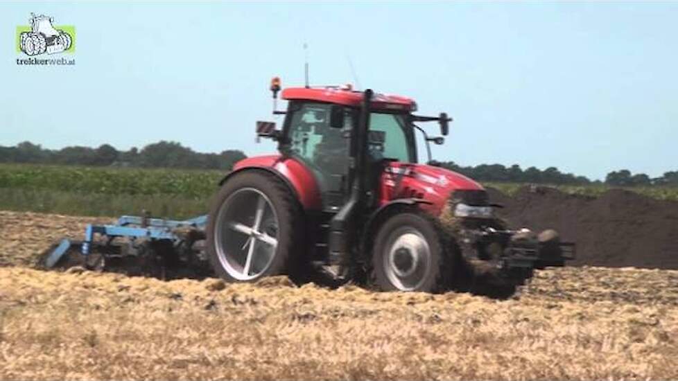 Graanstoppel bewerken met Case-IH Maxxum 125 en Zibo vaste tand Trekkerweb