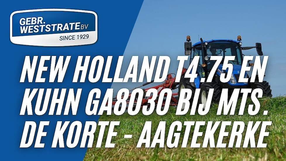 Harken met een New Holland T4.75 met Kuhn GA8030 hark bij Mts de Korte - Aagtekerke