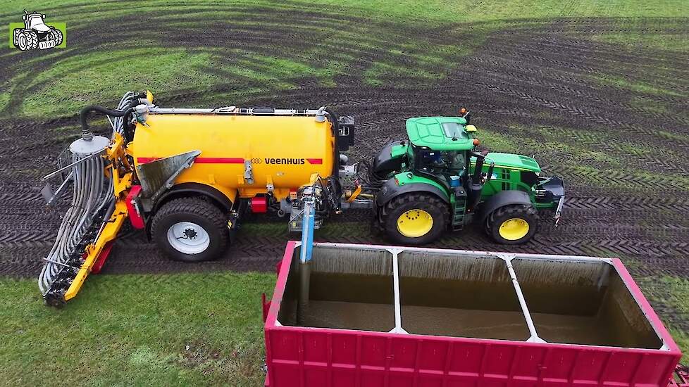 Eerste  rondje van het jaar check. Loonbedrijf Gerrits uit Zwinderen John Deere 6230R met Veenhuis